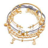 4 Piece Roman Bracelet Set With Crystals in 18K Gold Filled