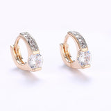 Baby Cut Square Huggie Earring in 18K Gold Plated with  Crystals