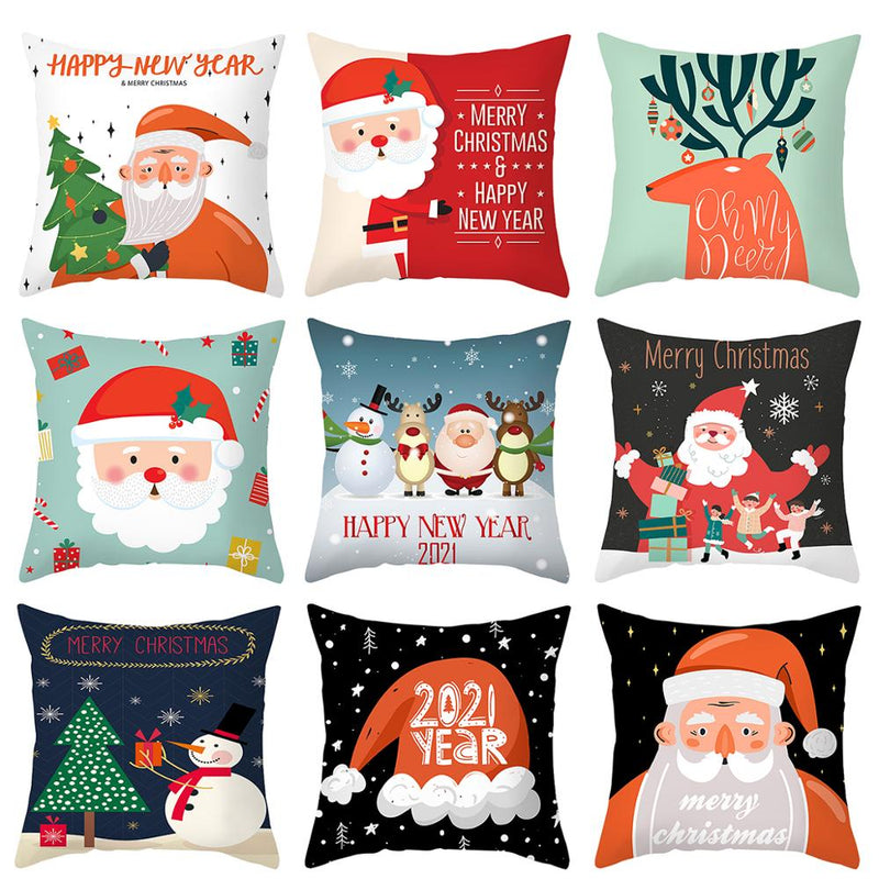 3pcs 45x45cm Cartoon Christmas Print Design Pillowcase