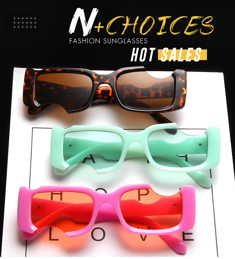 3pcs Off Notch Hole Design Hip Hop Sun Glasses Women's Fashion Accessories