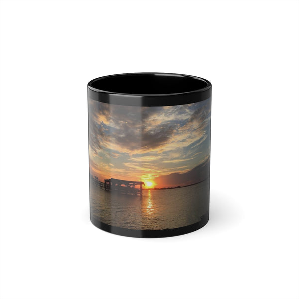 Beautiful Sunset View Design Black Coffee Cup, 11oz nature sun beach mug birthday gift holiday gifts