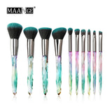 10 pieces Crystal and Diamond transparent handle Cosmetic brushes