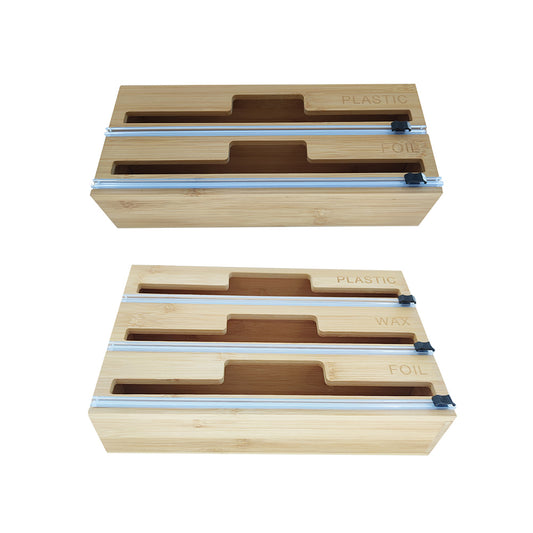 Foil Wrap Bamboo Wood Dispenser Organizer
