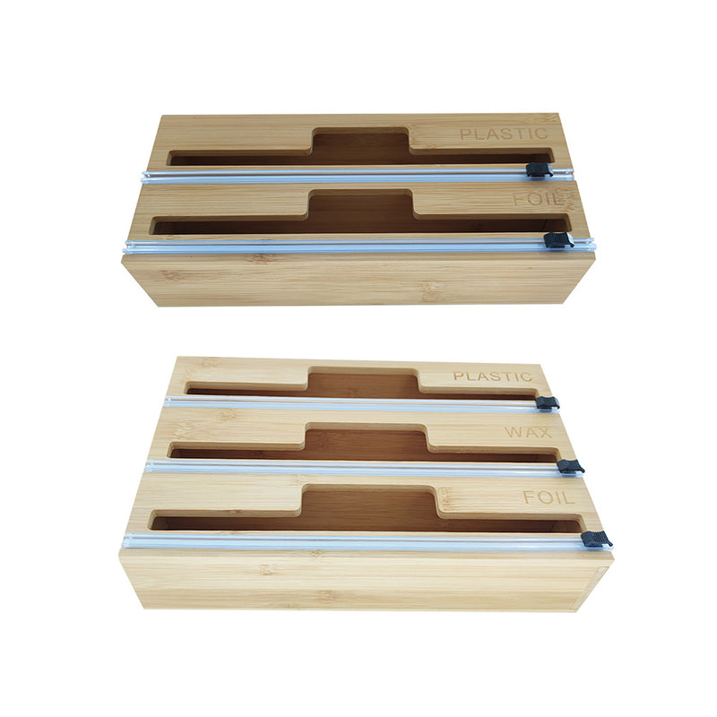 Foil Wrap Bamboo Wood Dispenser Organizer