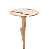 Mini Wooden Picnic Wine Table with Foldable Round Desktop