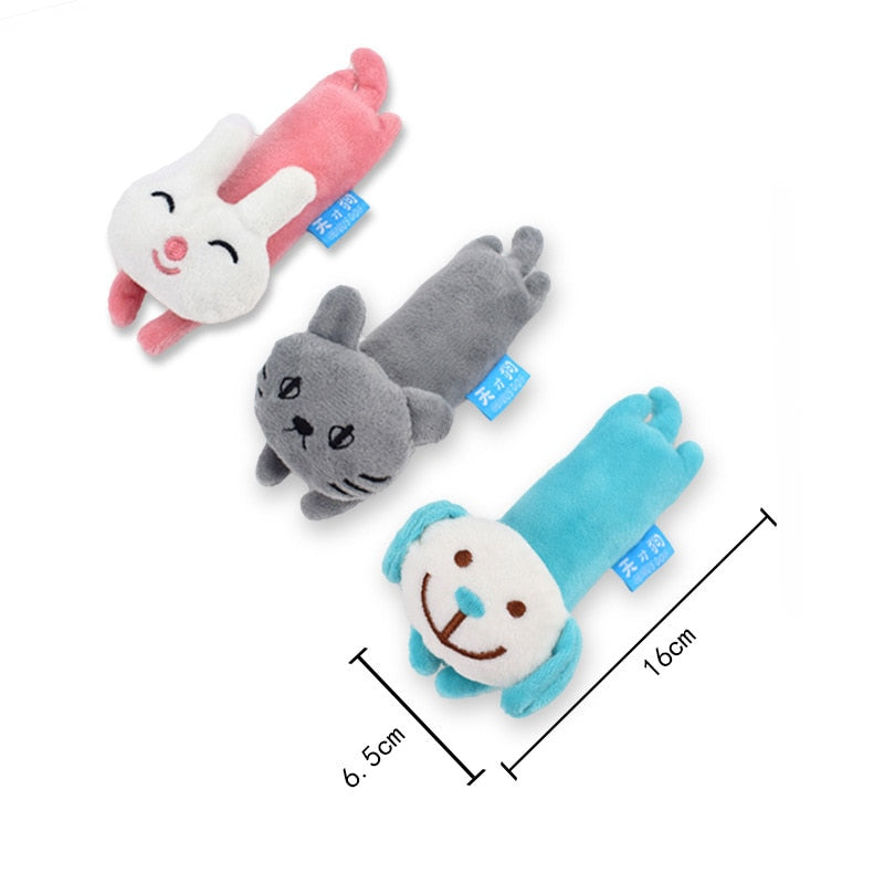 3pcs Stuffed Squeaking Pet Toy Cartoon Animals Dog Toys Stuffed Pet Toy Cute Plush Puzzle for Dogs Cat Chew Pet Toy