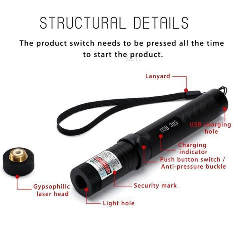 3pcs USB Charge 303 Laser Pointer