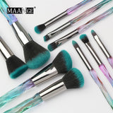 10 pieces Crystal and Diamond transparent handle Cosmetic brushes