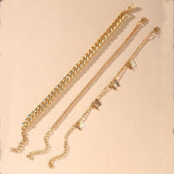 3 Piece Chain and Butterfly Bracelet Set 18K Gold Plated Bracelet ITALY Made