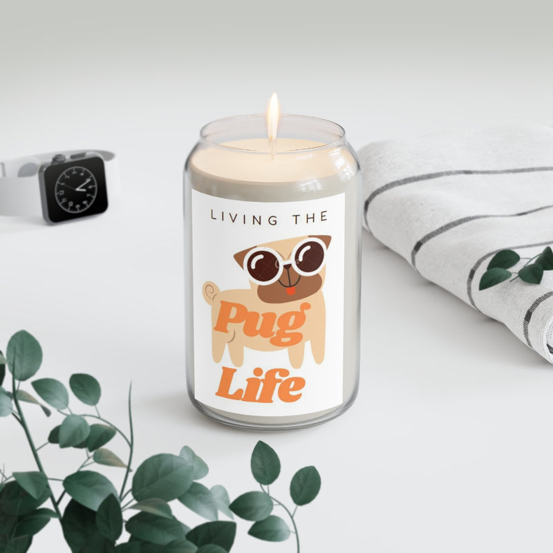 " Living The Pug Life " Scented Candle, 13.75oz Holiday Gift Birthday Comfort Spice, Sea Breeze , Vanilla Bean Scent Home Decor