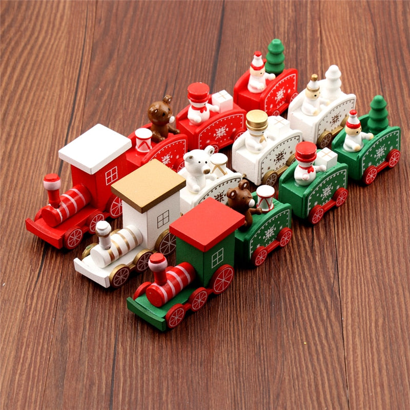 3pcs New Christmas Train Painted Wood Christmas Decoration