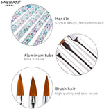 5Pcs/set 11/13/15/17/19mm Nail Art Crystal Brush UV Gel Builder Painting Dotting Pen Carving Tips Manicure Salon Tools