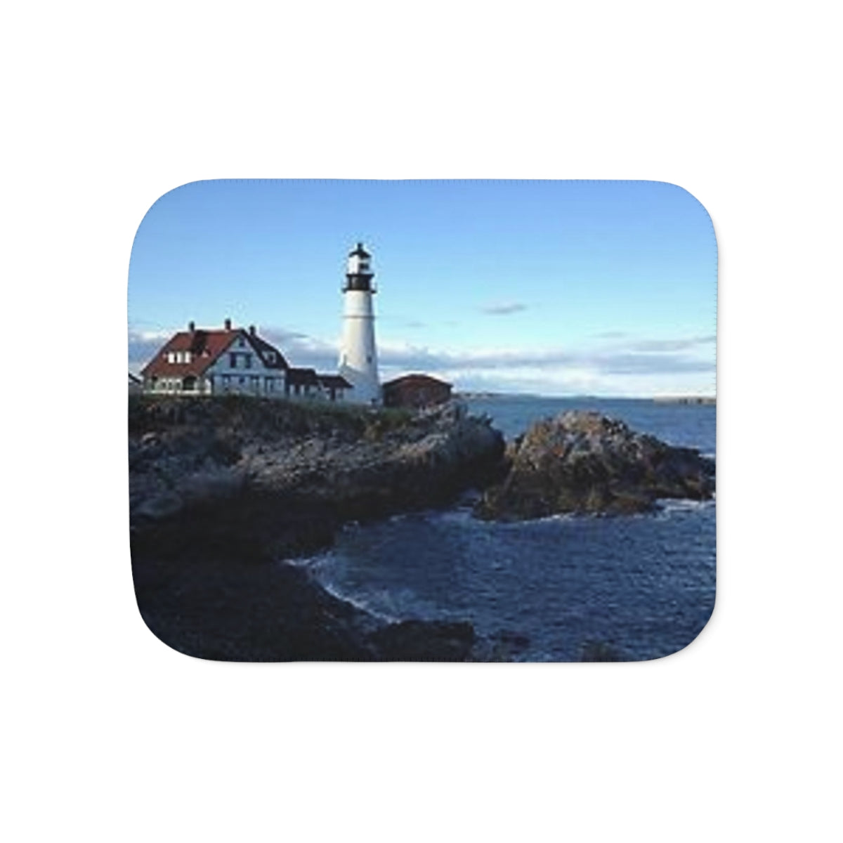 Lighthouse by the Sea view Sherpa Blanket, Two Colors beach Birthday gift Holiday gifts Christmas