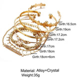 7 Piece Geometric Bangle Set With Austrian Crystals 18K Gold Plated Bracelet