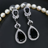 Crystal Bridal Long Round Pear Drop Earrings