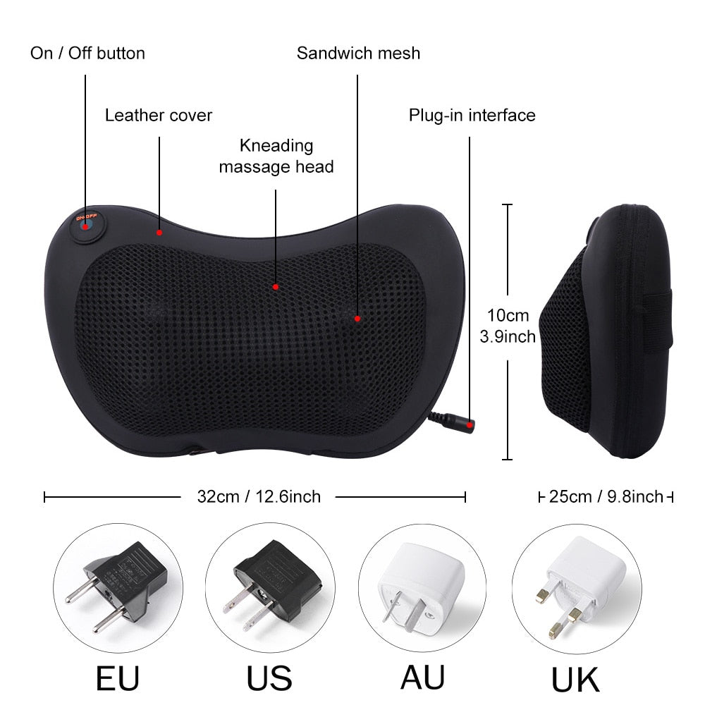 Relaxation Massage Pillow Vibrator Electric Shoulder Back Heating Kneading Infrared therapy pillow