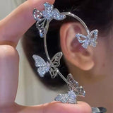 2 pcs Sparkling Crystal Earrings Butterfly Design Fashion Accessories