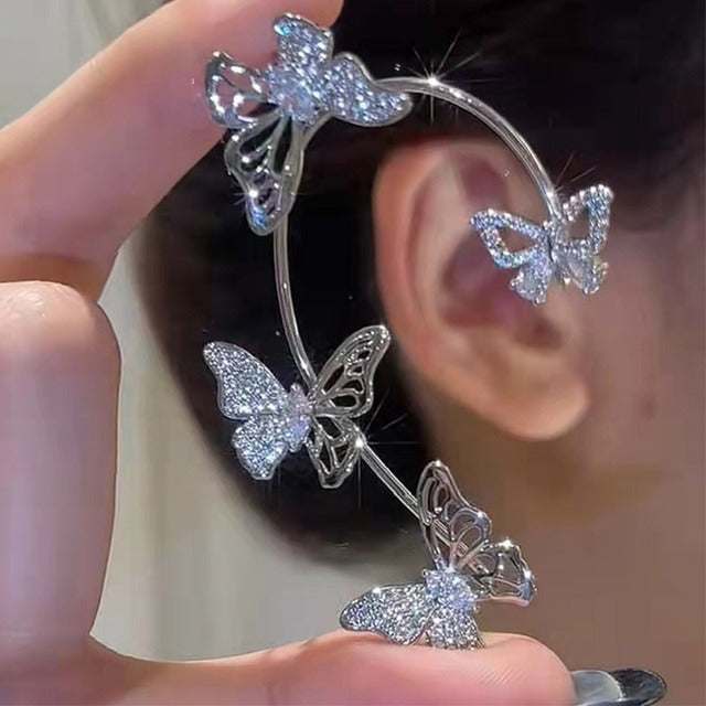 2 pcs Sparkling Crystal Earrings Butterfly Design Fashion Accessories