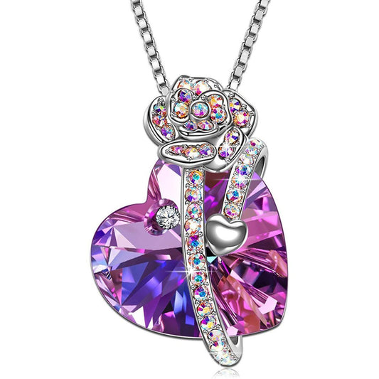 LOVE OF ROSE- Changing Pink Stone Necklace ITALY Made