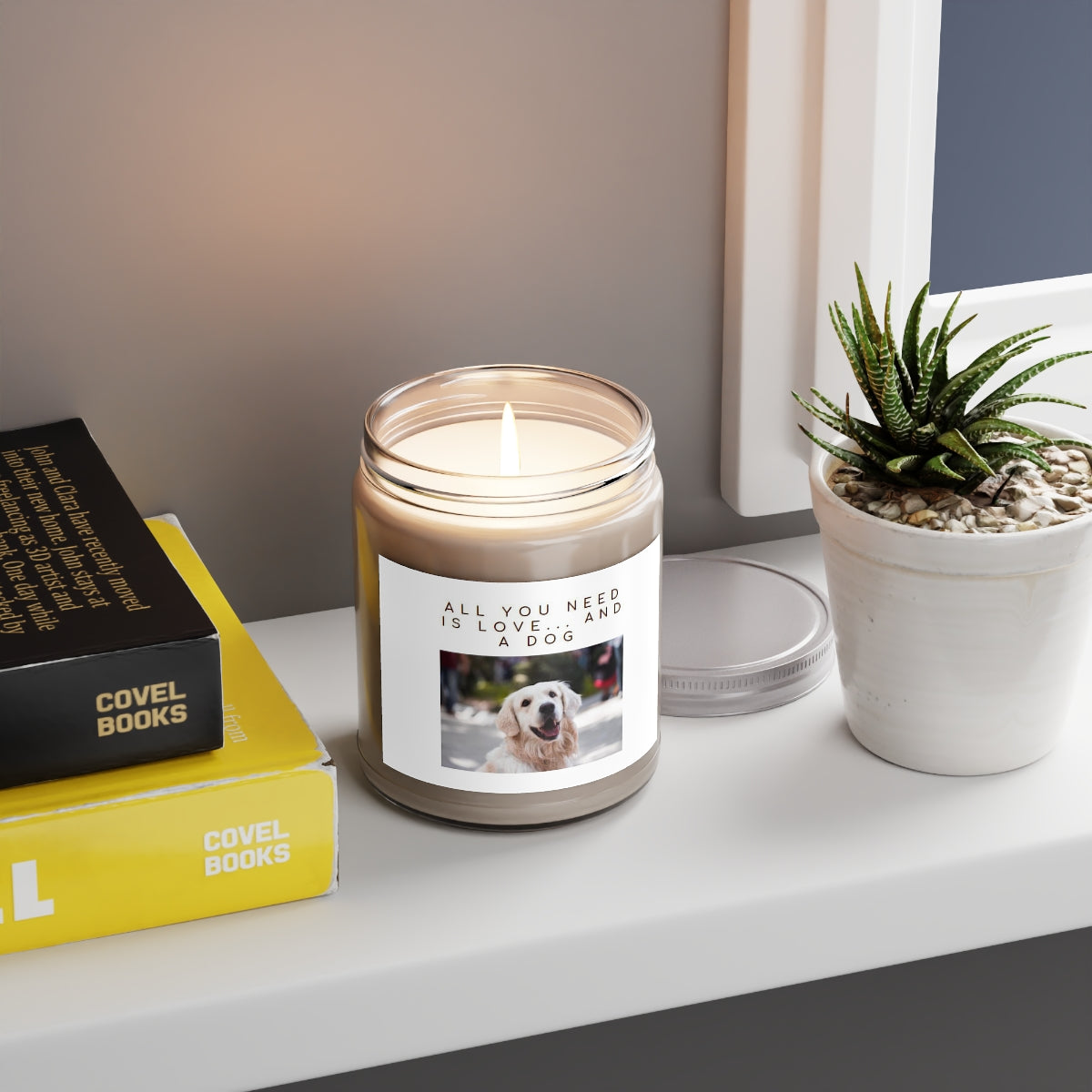 " All You Need Is Love And A Dog " Scented Candles, 9oz Holiday Birthday Gift Comfort Spice, Sea Breeze, Vanilla Bean Scent