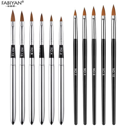 5Pcs/set 11/13/15/17/19mm Nail Art Crystal Brush UV Gel Builder Painting Dotting Pen Carving Tips Manicure Salon Tools