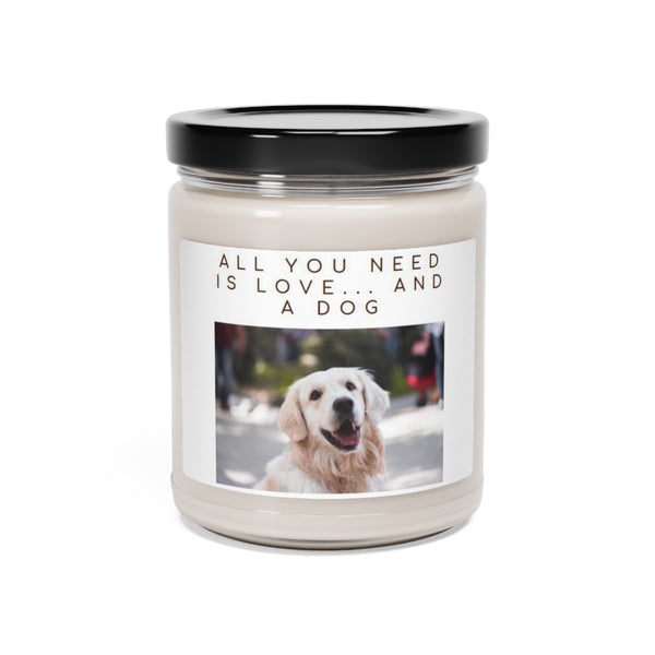 All you need is a Love and a Dog Scented Soy Candle, 9oz Birthday Gifts Holiday Gift white sage clean cotton lavender sea salt orchid