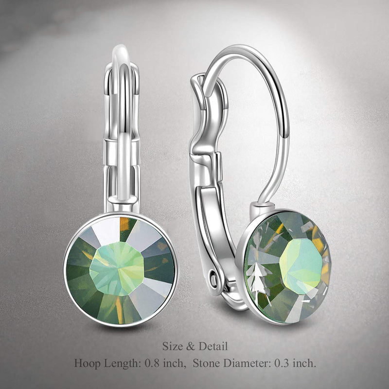 Emerald Mini Baby Leverback 0.8" Earring in 18K White Gold Filled