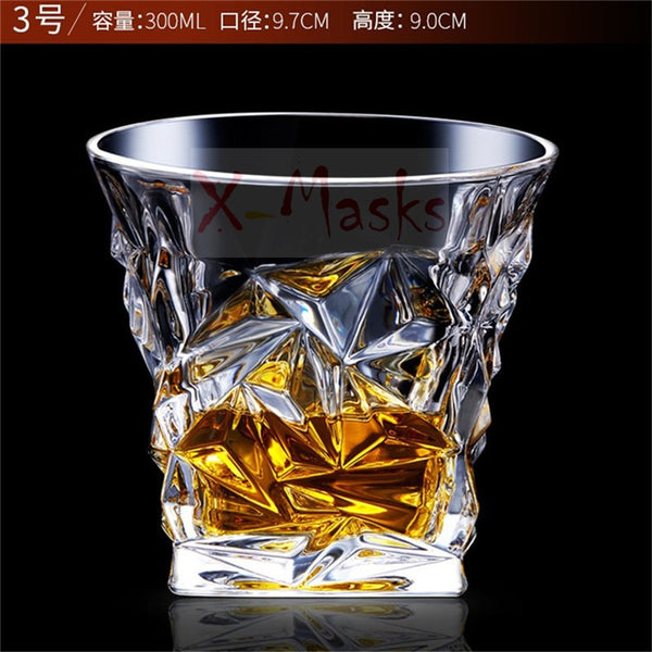 Whiskey Glass Crystal Cup Stunning Rock Style Old Fashioned Cocktail Glass with Timeless Design