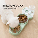 Pet Bowl Double Bowls Food Water Feeder With Auto Water Dispenser