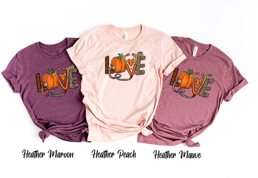 " Love Nurse Shirt" Nurse Thanksgiving Short Sleeve Shirt