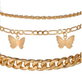 3 Piece Chain and Butterfly Bracelet Set 18K Gold Plated Bracelet ITALY Made