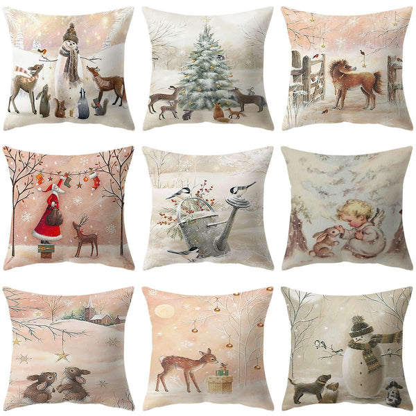 3pcs Christmas Elk Tree Cushion Pillow Cover