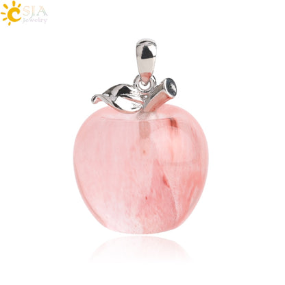 3pcs Crystal Apple Pendant Natural Gemstone Pendants