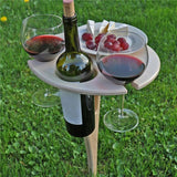 Mini Wooden Picnic Wine Table with Foldable Round Desktop