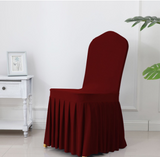 3pcs Wedding Spandex Chair Cover With  Pleated Ruffled  Skirt