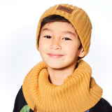 Brown-Yellow Knit Hat For Kids Winter Cold Season