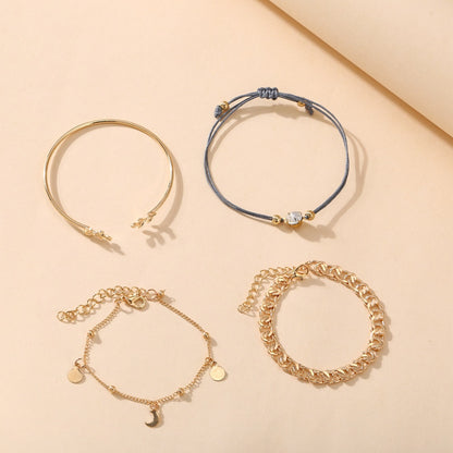 4 Piece Roman Bracelet Set With Crystals in 18K Gold Filled