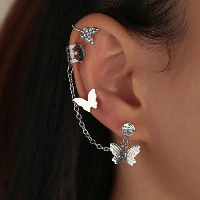 2 pcs Sparkling Crystal Earrings Butterfly Design Fashion Accessories