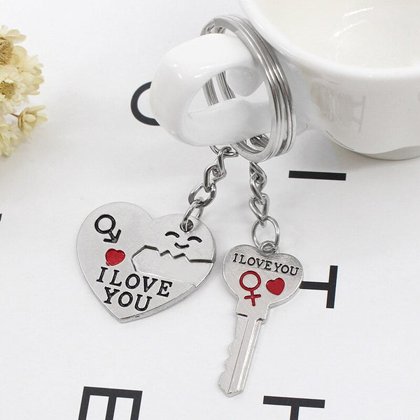 2 pcs Silver Plated Lovers Keychain Set