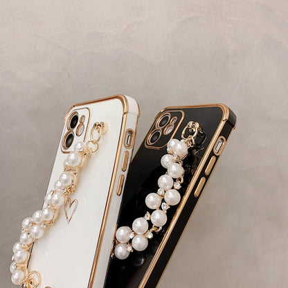 3pcs Soft Electroplated Pearl Bracelet Shockproof Phone Case For iPhone