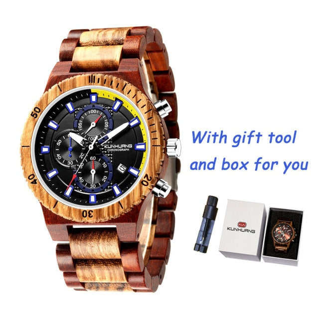 Natural Wooden Bamboo Strap Men's Quartz Watch