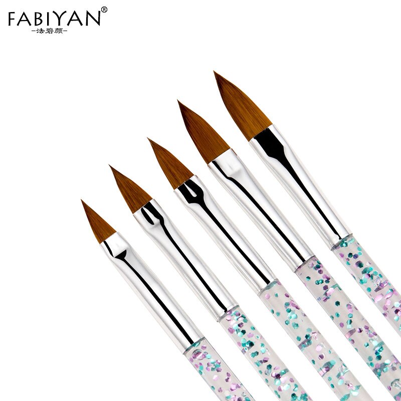 5Pcs/set 11/13/15/17/19mm Nail Art Crystal Brush UV Gel Builder Painting Dotting Pen Carving Tips Manicure Salon Tools