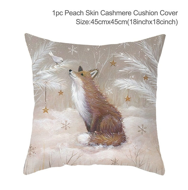 3pcs Christmas Elk Tree Cushion Pillow Cover