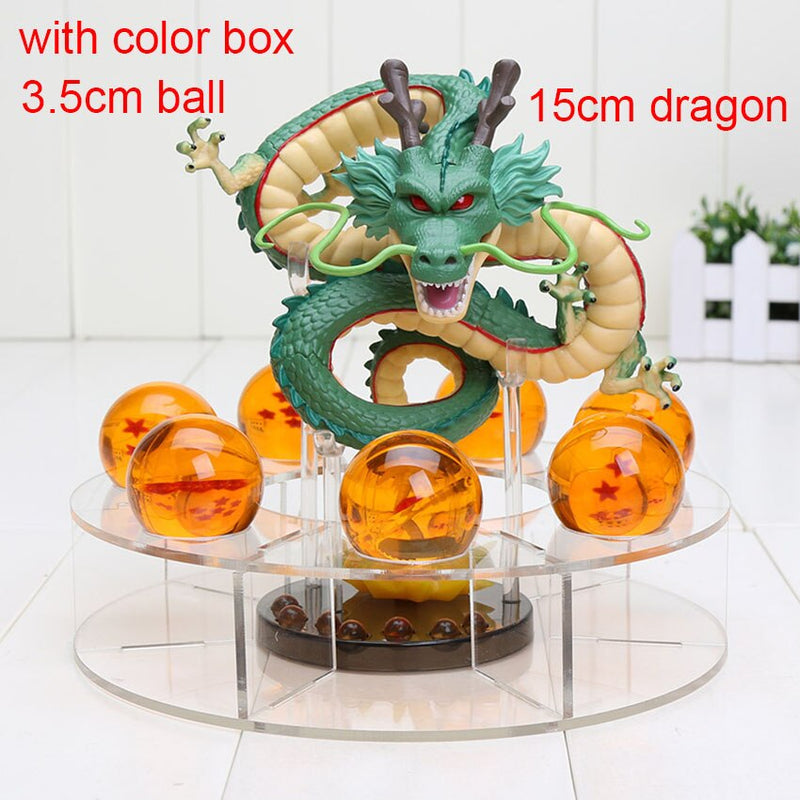 15cm Dragon Ball Z Action Figure Green Shenron Shenlong PVC Figures Toys 7Pcs 3.5cm Dragon ball Z Crystal Balls And Shelf Gift