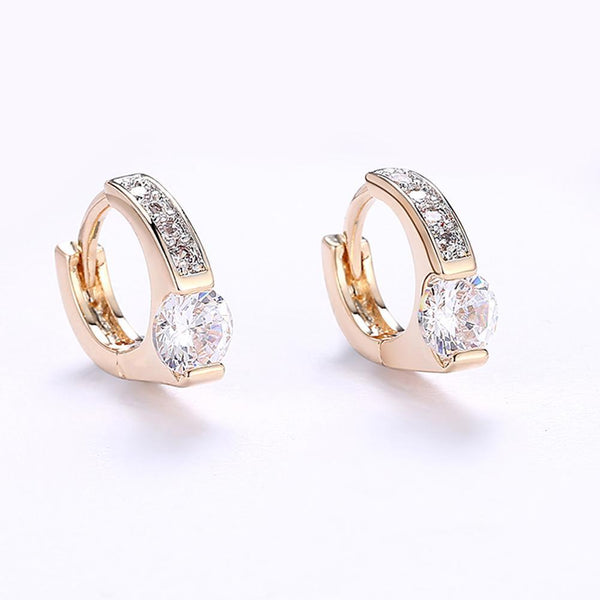 Baby Cut Square Huggie Earring in 18K Gold Plated with Austrian Crystals