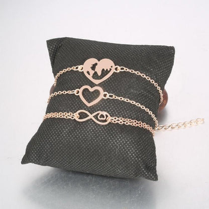 Love & Peace in the World Rose Gold 3 Piece Set Bracelets