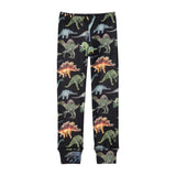 Two Piece Thermal Underwear Black With Dinosaur Print For Kids Winter Cold Season