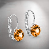 Citrine Mini Baby Leverback 0.8" Earring in 18K White Gold Filled