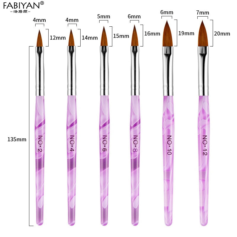 5Pcs/set 11/13/15/17/19mm Nail Art Crystal Brush UV Gel Builder Painting Dotting Pen Carving Tips Manicure Salon Tools