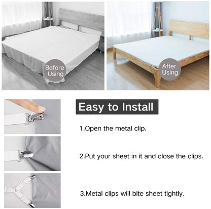 4PCS/Set Clip Bed Sheet Belt Fastener Mattress Elastic Non-Slip Clip Blanket Gripper